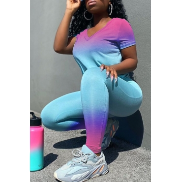 

LW Casual Tie-dye Patchwork Blue Two-piece Pants Set
