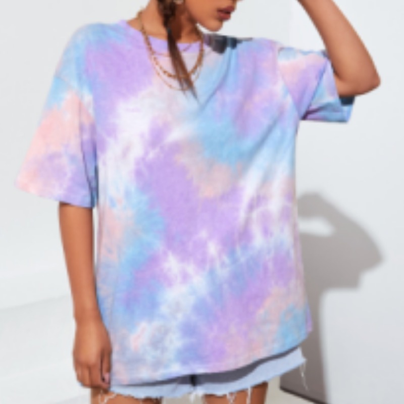 

lovely Leisure O Neck Tie-dye Multicolor T-shirt, Multi