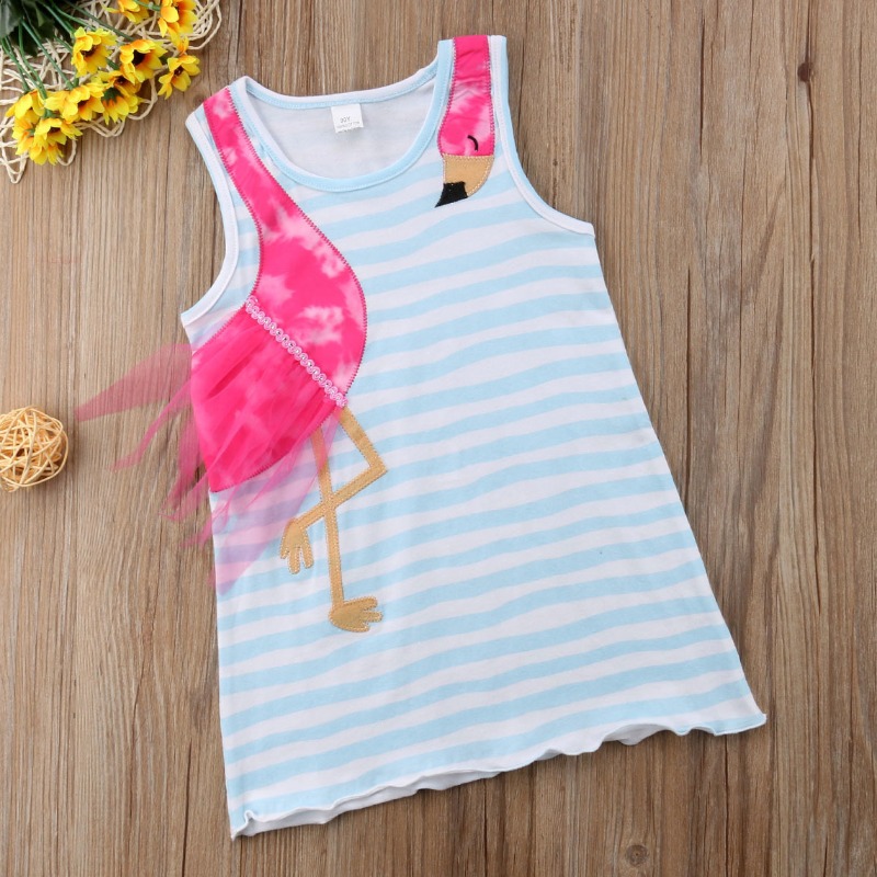 

lovely Leisure O Neck Striped Print Baby Blue Girl Knee Length Dress