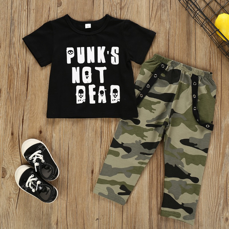

lovely Street Letter Print Black Girl Two-piece Pants Set
