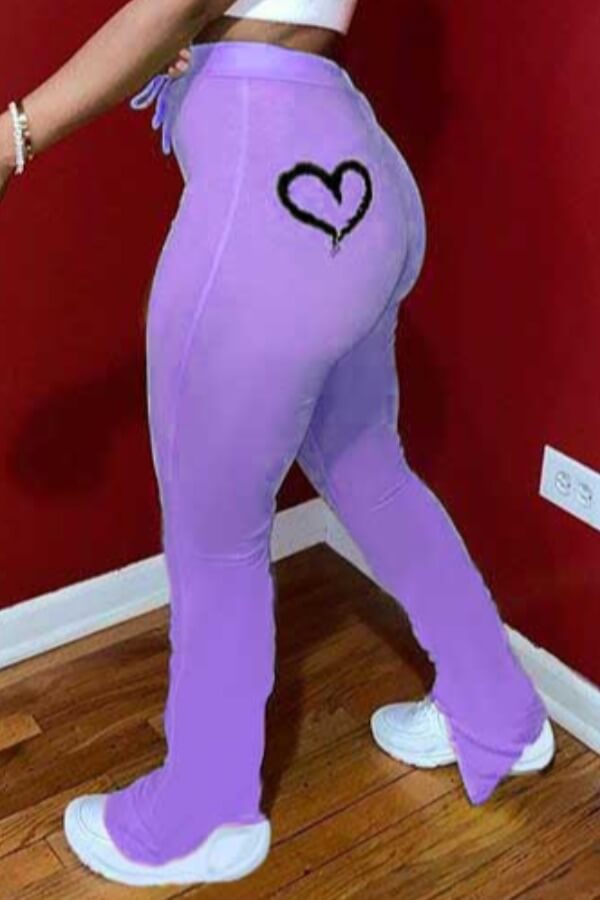 

Lovely Casual Heart Purple Pants
