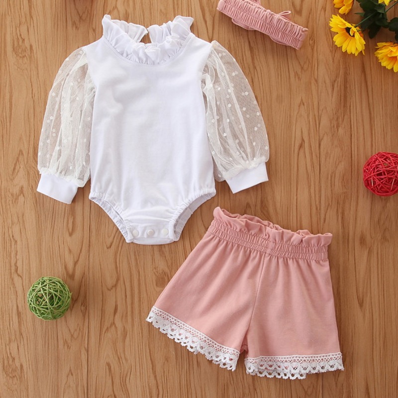 

lovely Trendy Patchwork White Girl Two-piece Shorts Set