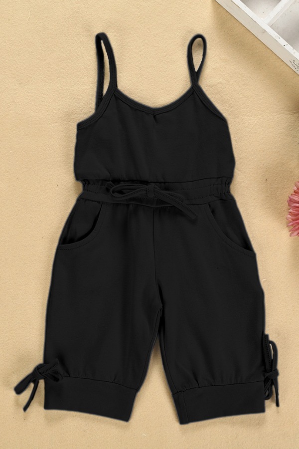 

lovely Leisure Lace-up Black Girl One-piece Jumpsuit
