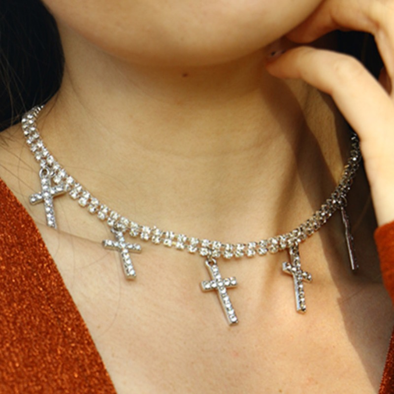 

lovely Stylish Cross Silver Necklace