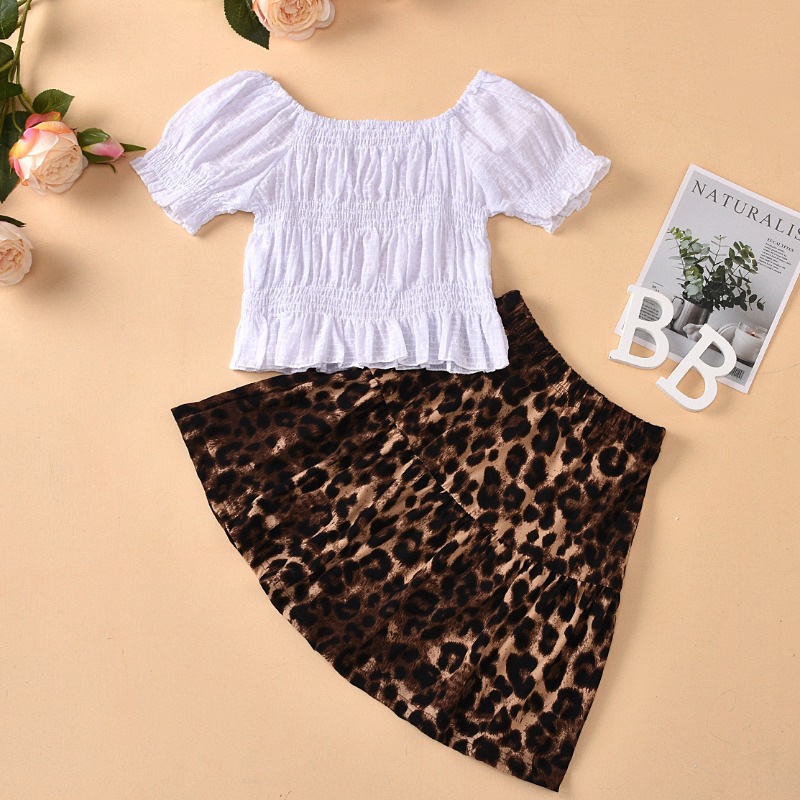 

lovely Stylish Print White Girl Two-piece Skirt Set