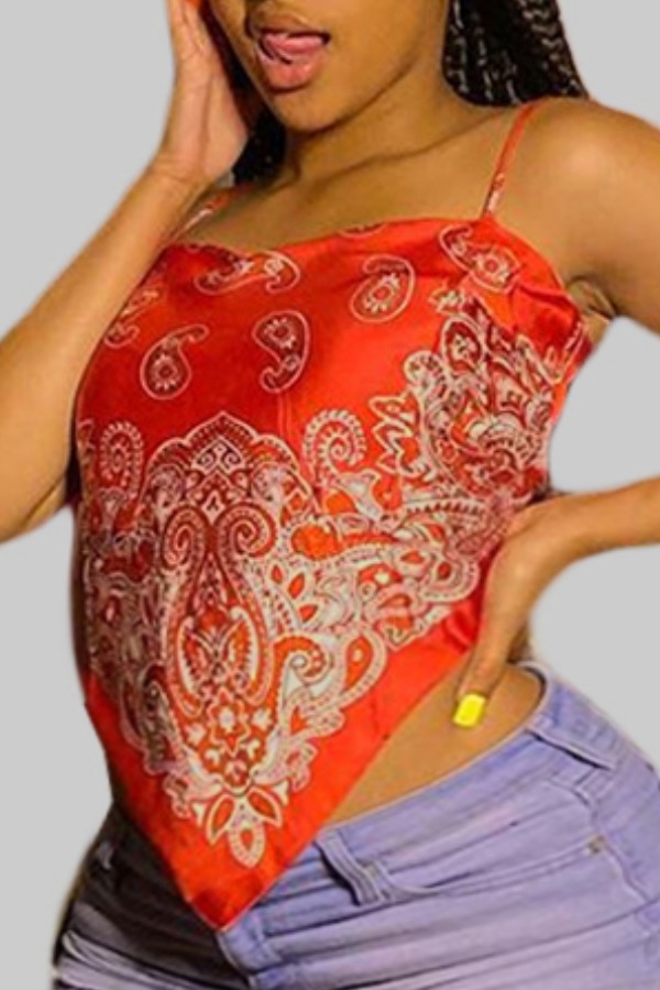 

lovely Sexy Print Red Plus Size Camisole