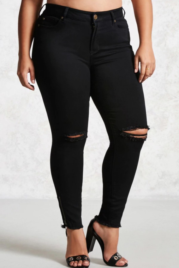 

lovely Casual Broken Holes Black Plus Size Jeans