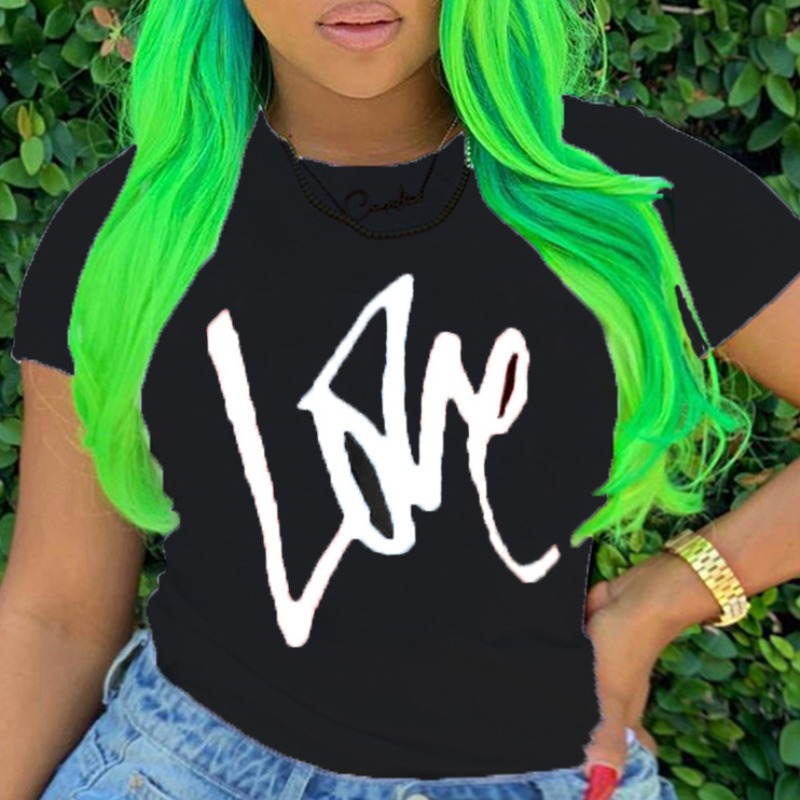 

lovely Leisure O Neck Letter Print White Plus Size T-shirt