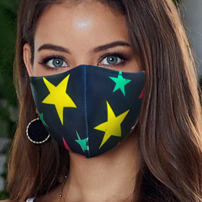 

lovely Pentagram Print Yellow Face Mask