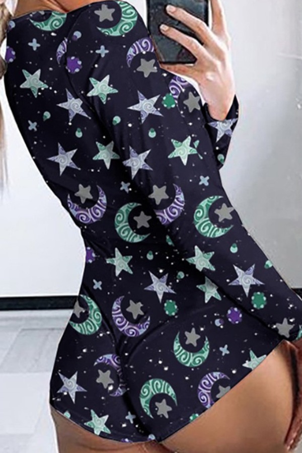 

lovely Trendy Print Black One-piece Romper