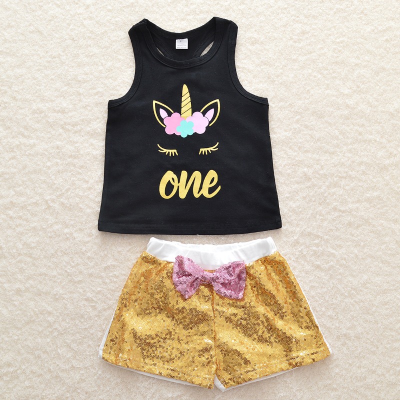 

lovely Casual O Neck Print Black Girl Two-piece Shorts Set