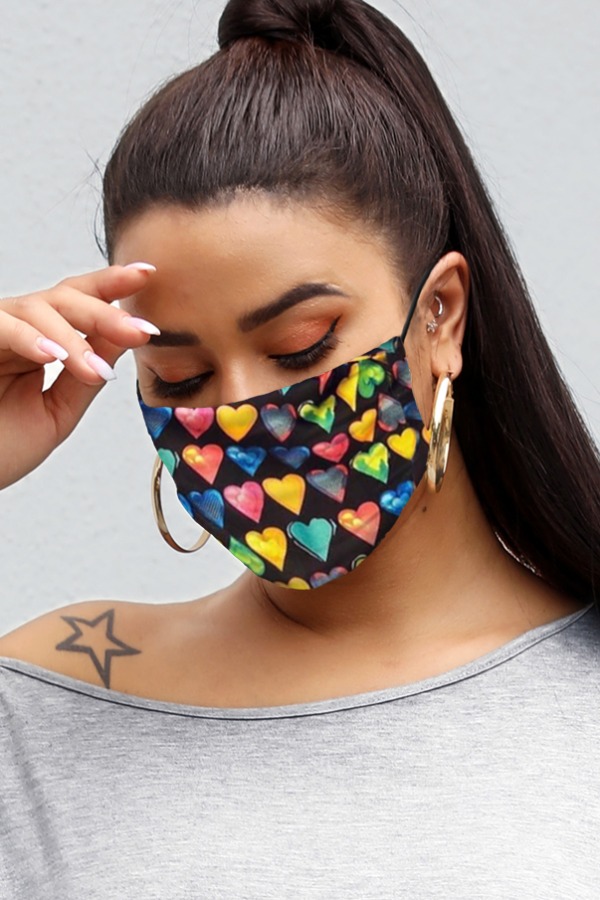 

Lovely Heart Multicolor Face Mask, Multi