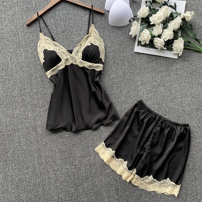 

lovely Sexy Lace Patchwork Black Sleepwear