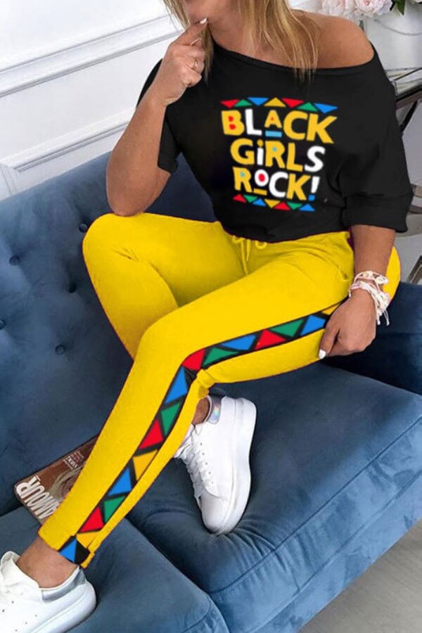

Lovely Casual Letter Print Yellow Loungewear