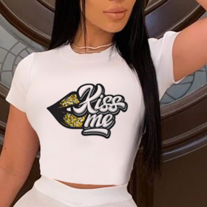 

lovely Leisure O Neck Letter Print White T-shirt