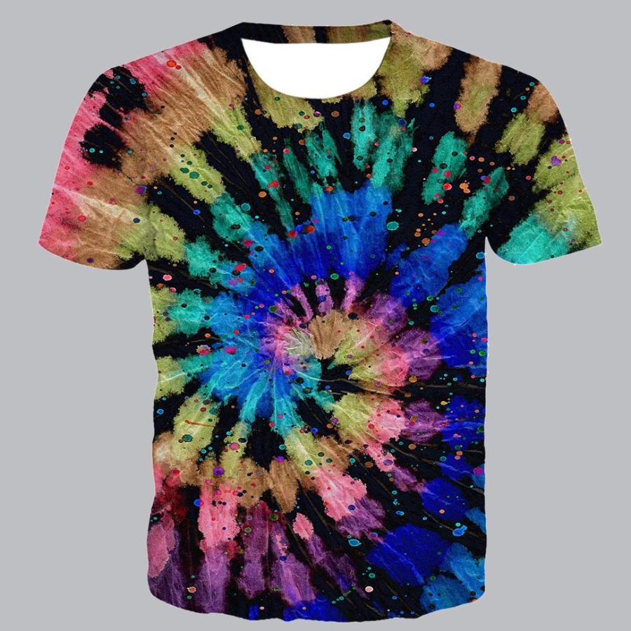 

lovely Street O Neck Tie-dye Black T-shirt