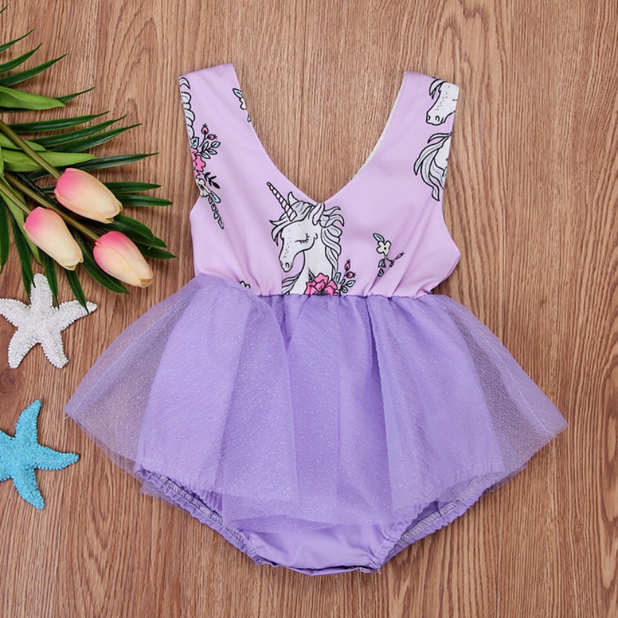 

lovely Sweet O Neck Cartoon Print Purple Girl Mini Dress