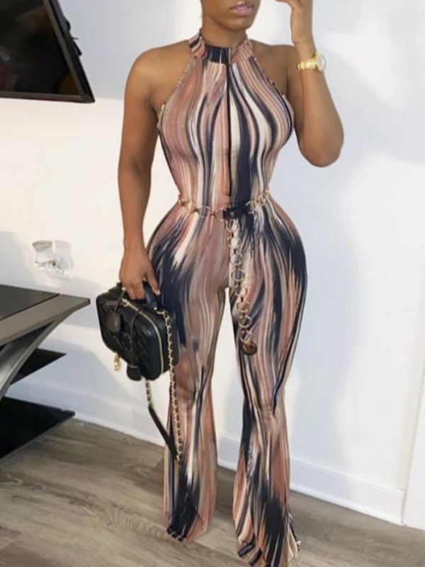 

lovely Stylish Tie-dye Brown One-piece Jumpsuit