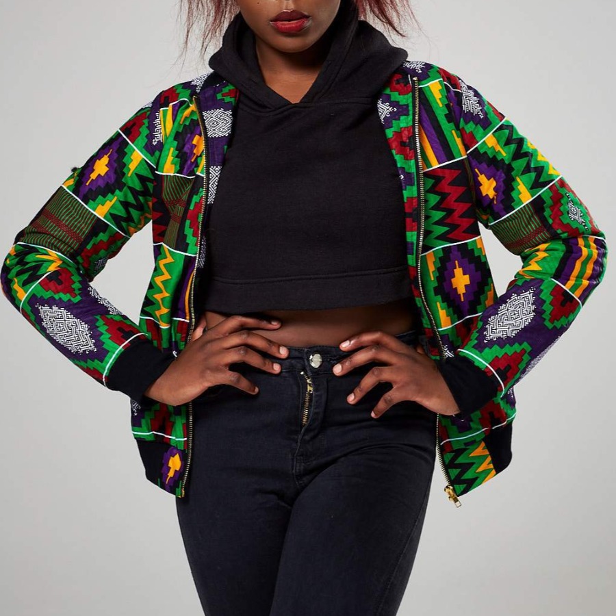 

lovely Trendy Print Zipper Design Green Coat