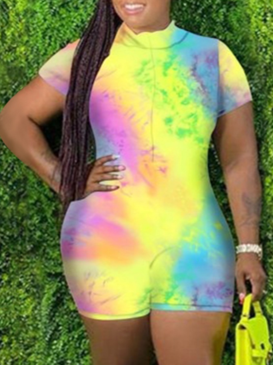 

Lovely Leisure Tie-dye Yellow One-piece Romper