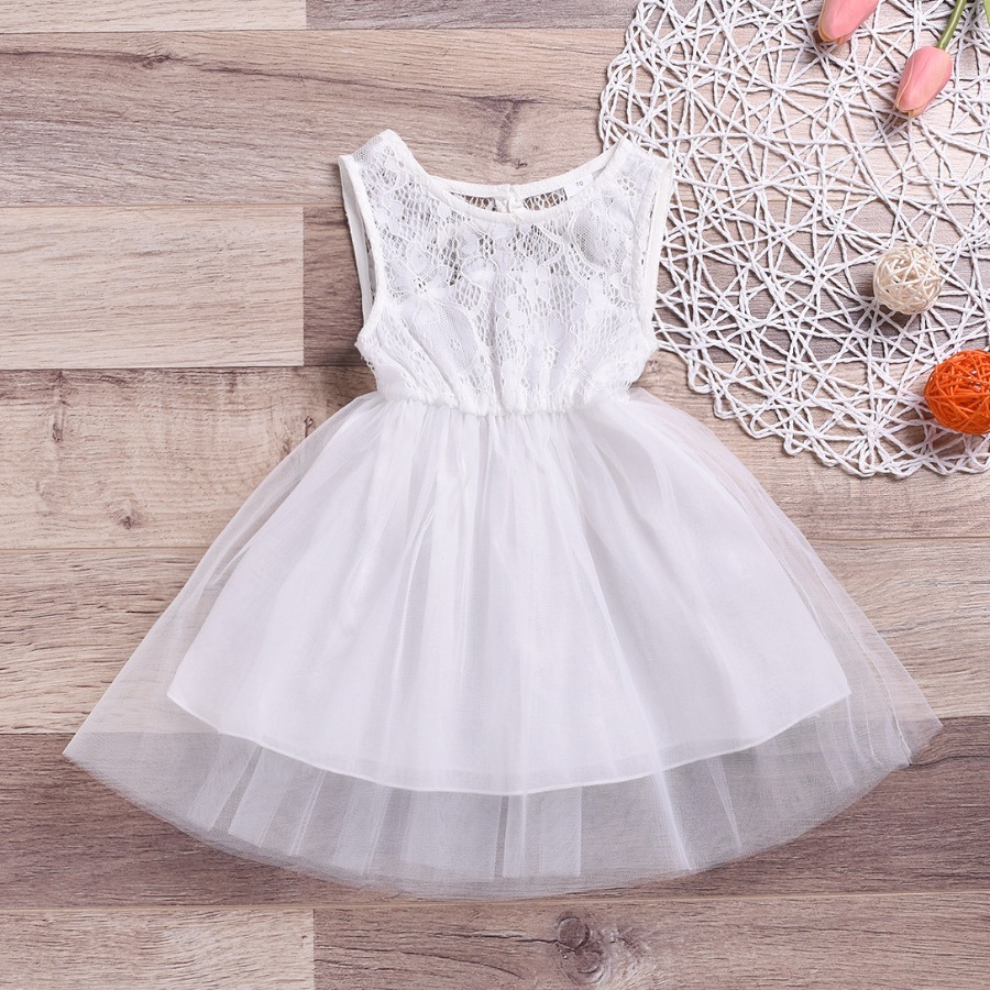 

lovely Sweet Lace Hem White Girl Knee Length Dress
