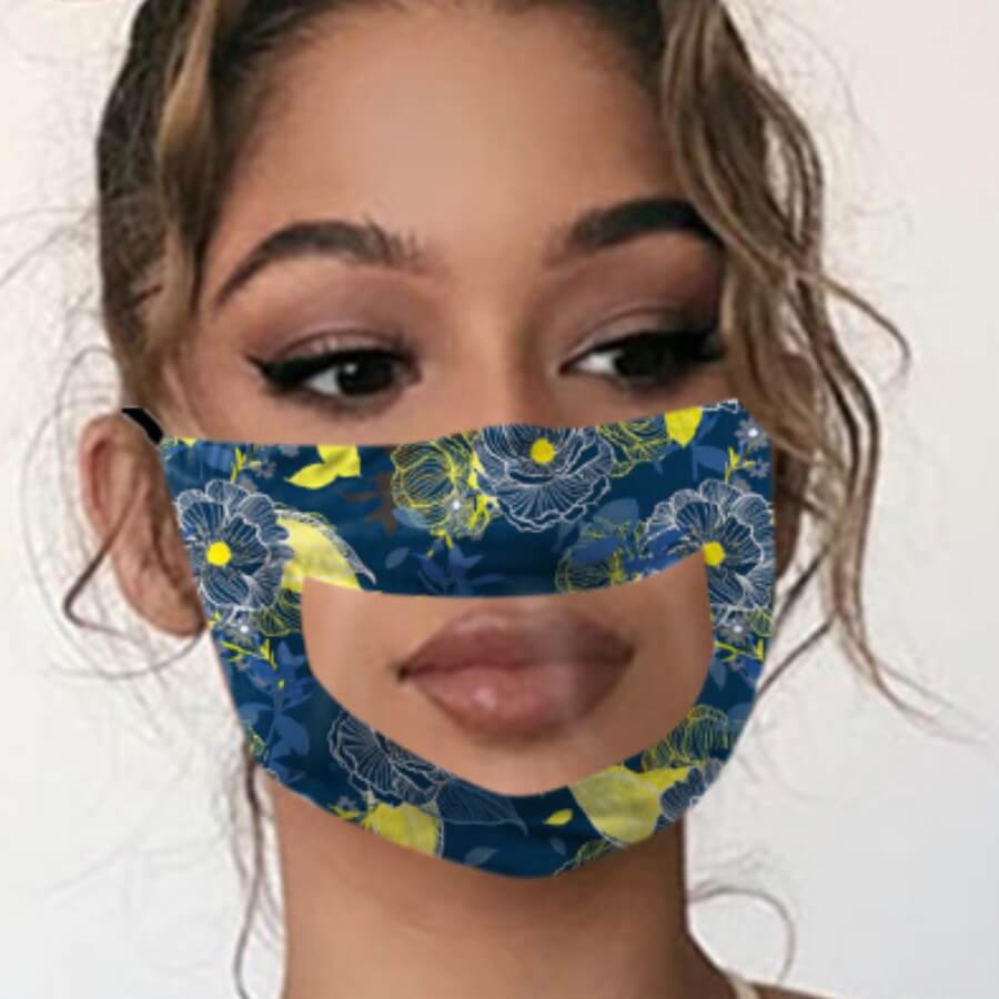 

lovely Print Patchwork Blue Face Mask