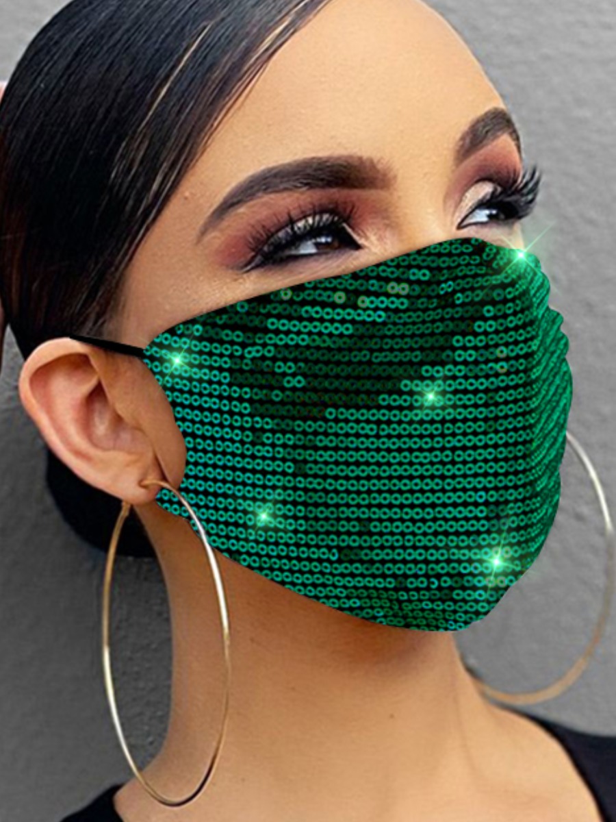 

lovely Sequined Green Face Mask