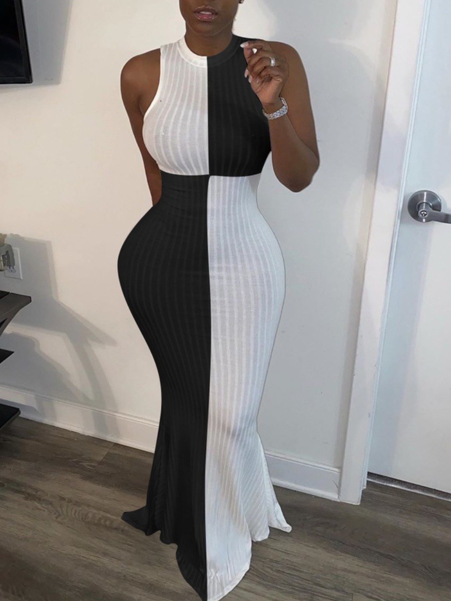 

lovely Trendy Sleeveless Patchwork Black Maxi Dress