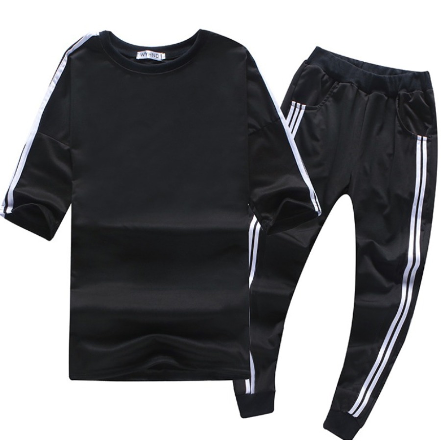 

Lovely Sportswear Patchwork Black Two-piece Pants Set