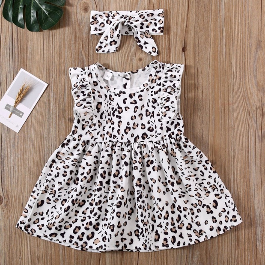 

lovely Stylish O Neck Print White Girl Knee Length Dress