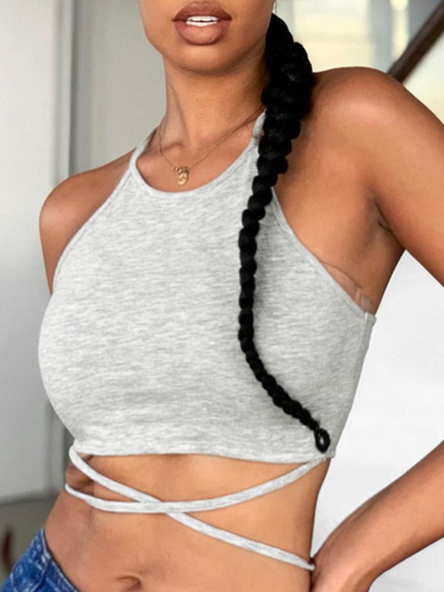 

lovely Sexy Bandage Design Grey Camisole