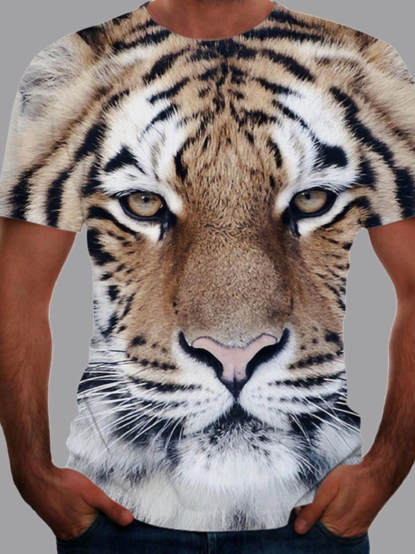 

lovely Street O Neck Tiger Apricot T-shirt