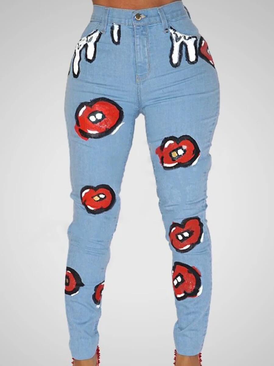 

LW High-waisted Skinny Jeans, Blue