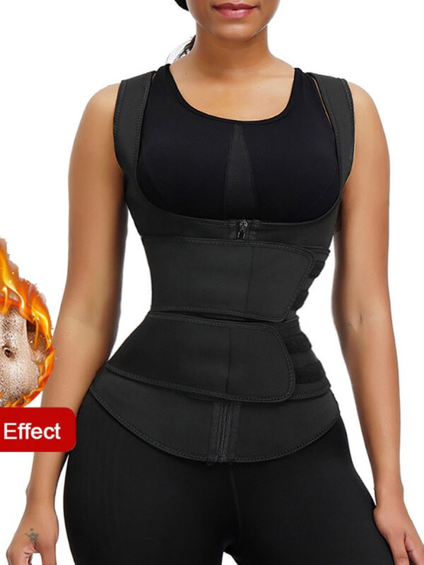 

LW Sportswear Zipper Design Black Waist Trainer