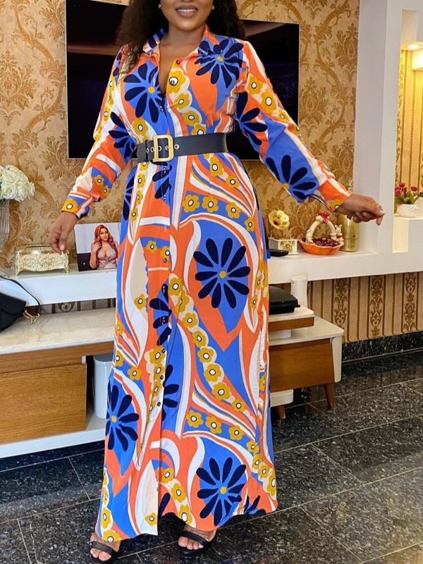 

lovely Stylish Versace Print Blue Maxi Dress