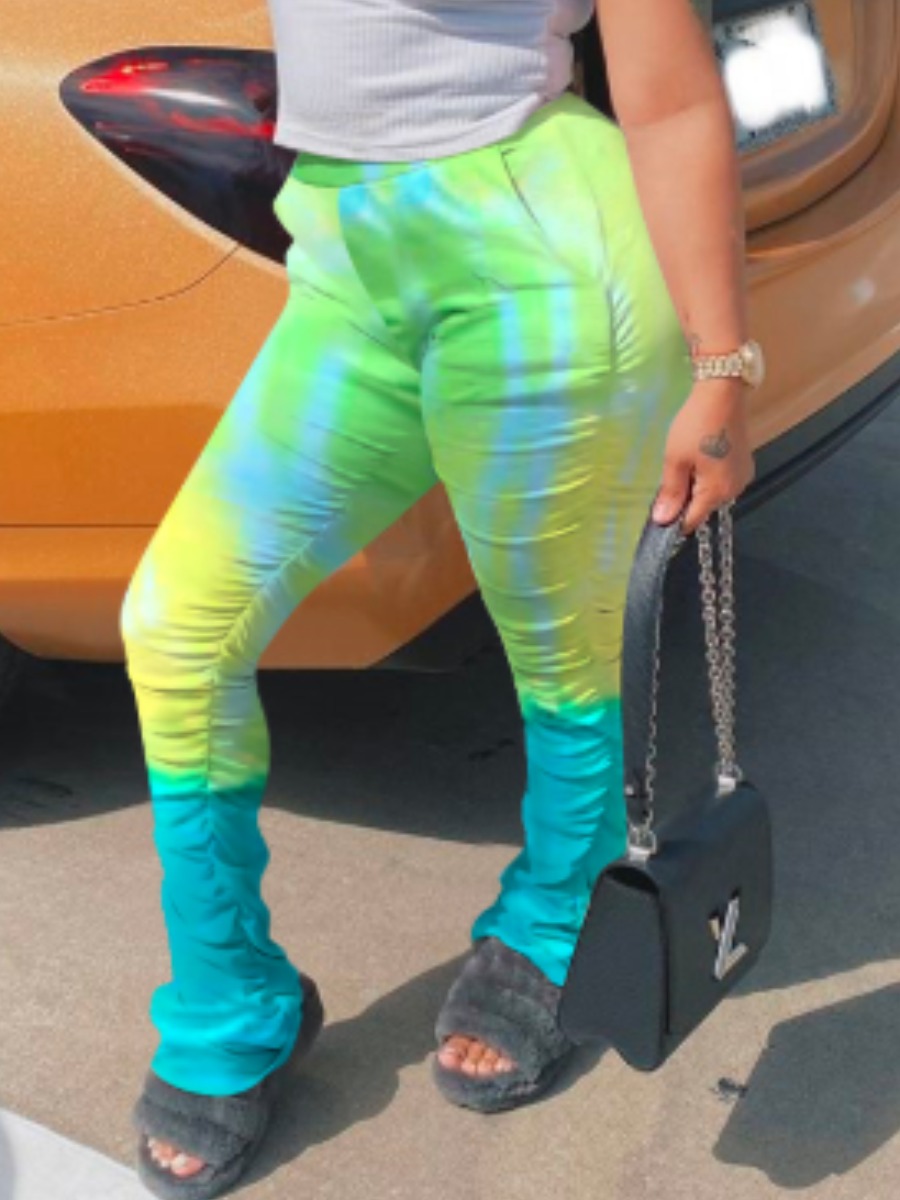 

lovely Street Tie-dye Fold Design Multicolor Pants, Multi