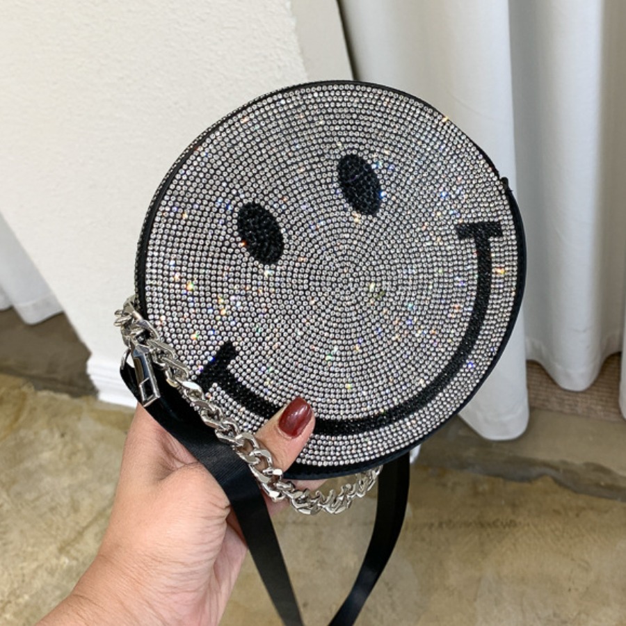 

lovely Trendy Rhinestone Decorative Silver Crossbody Bag