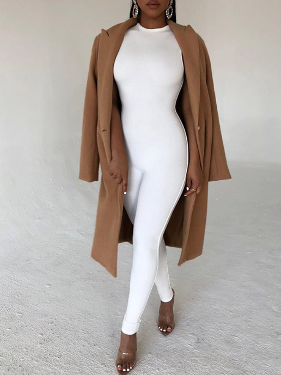

Lovely Sportswear Sleeveless Skinny White One-piece Jumpsuit