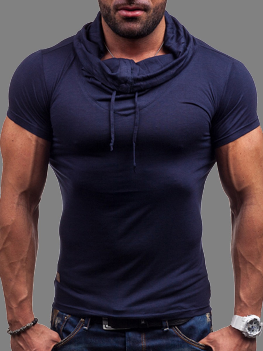 

Men lovely Sportswear Hooded Collar Navy Blue Hoodie