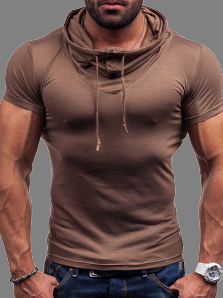 

Men lovely Sportswear Hooded Collar Light Tan Hoodie