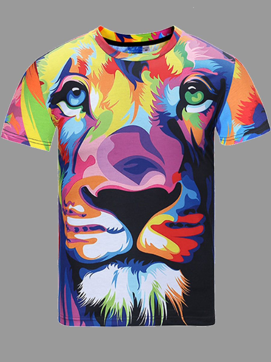 

Lovely Casual O Neck Print Multicolor T-shirt, Multi