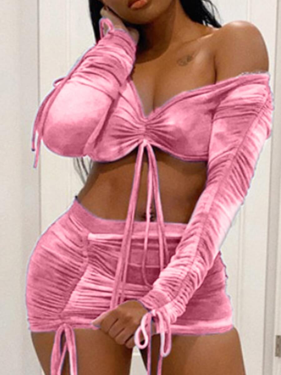 

Lovely Stylish Tie Dye Fold Design Pink Two Piece Skirt Set
