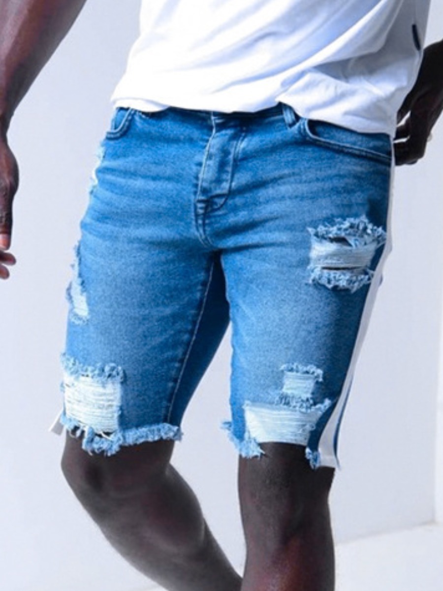 

Lovely Street Broken Holes Blue Denim Shorts