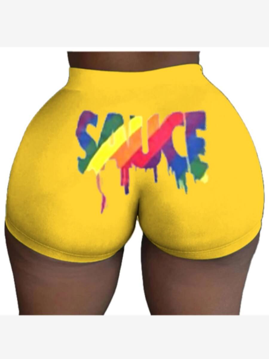 

lovely Sportswear Letter Print Yellow Shorts