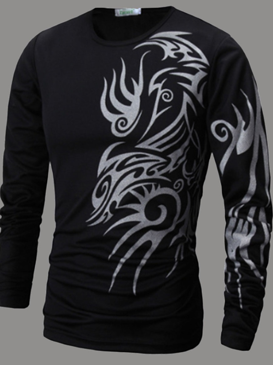 

Men lovely Casual O Neck Letter Print Black T-shirt