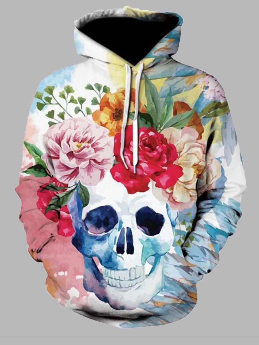 

Men lovely Street Hooded Collar Print White Hoodie