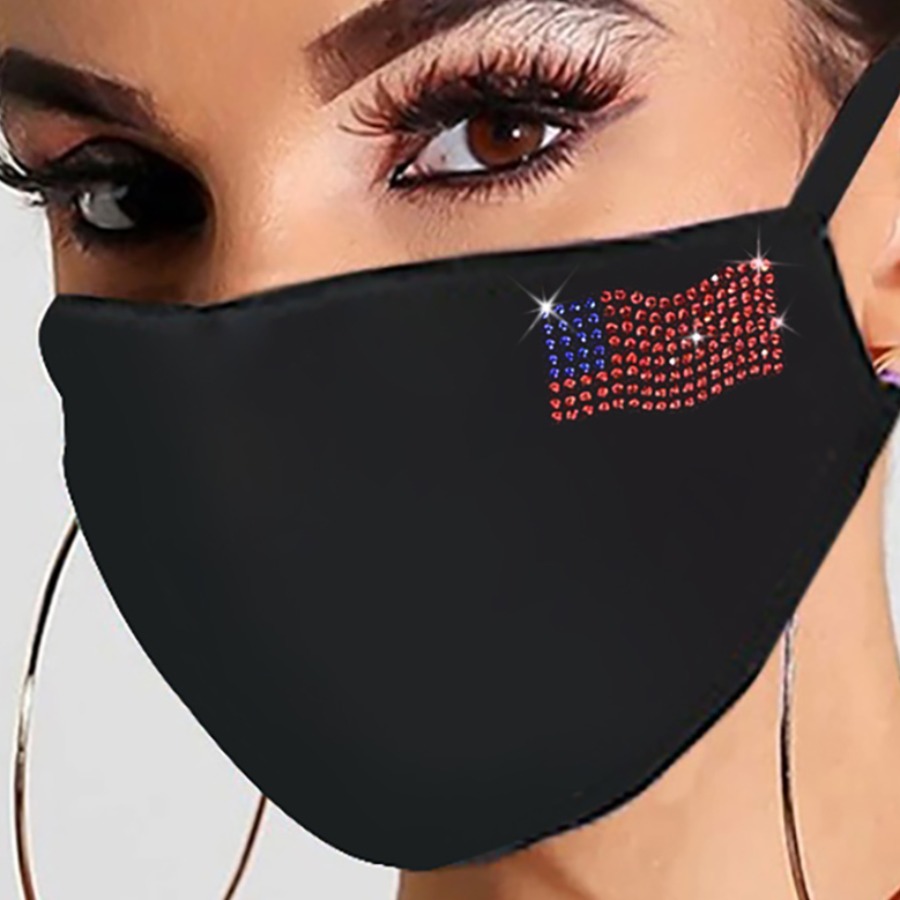 

lovely Rhinestone Decorative Carbon Black Face Mask