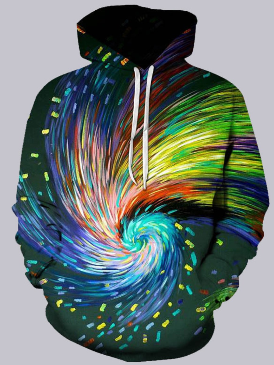 

Men lovely Street Hooded Collar Print Multicolor Hoodie, Multi