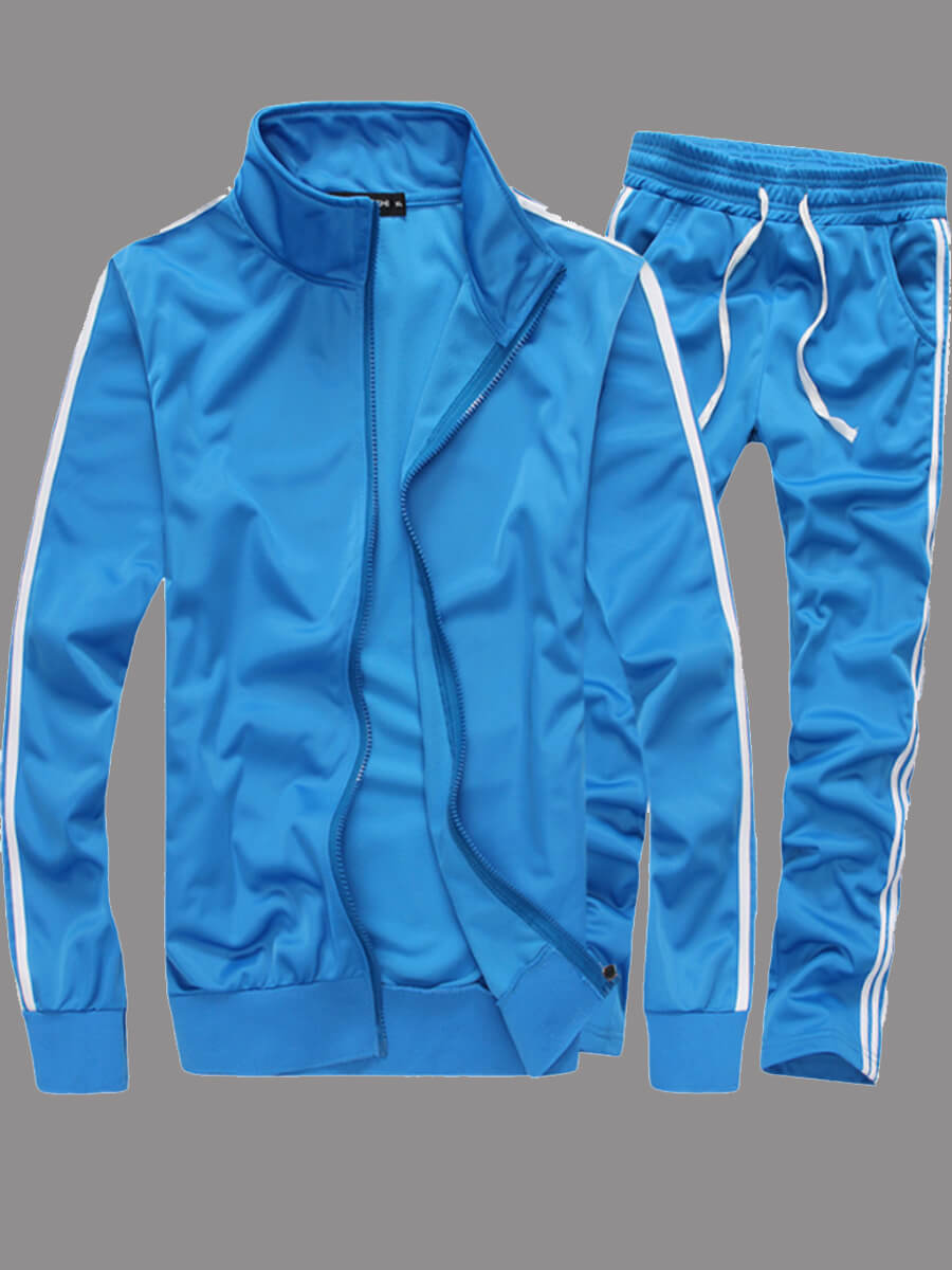 Lovely Sportswear Patchwork Zipper Design Skyblue Two-piece Pants Set от Lovelywholesale WW