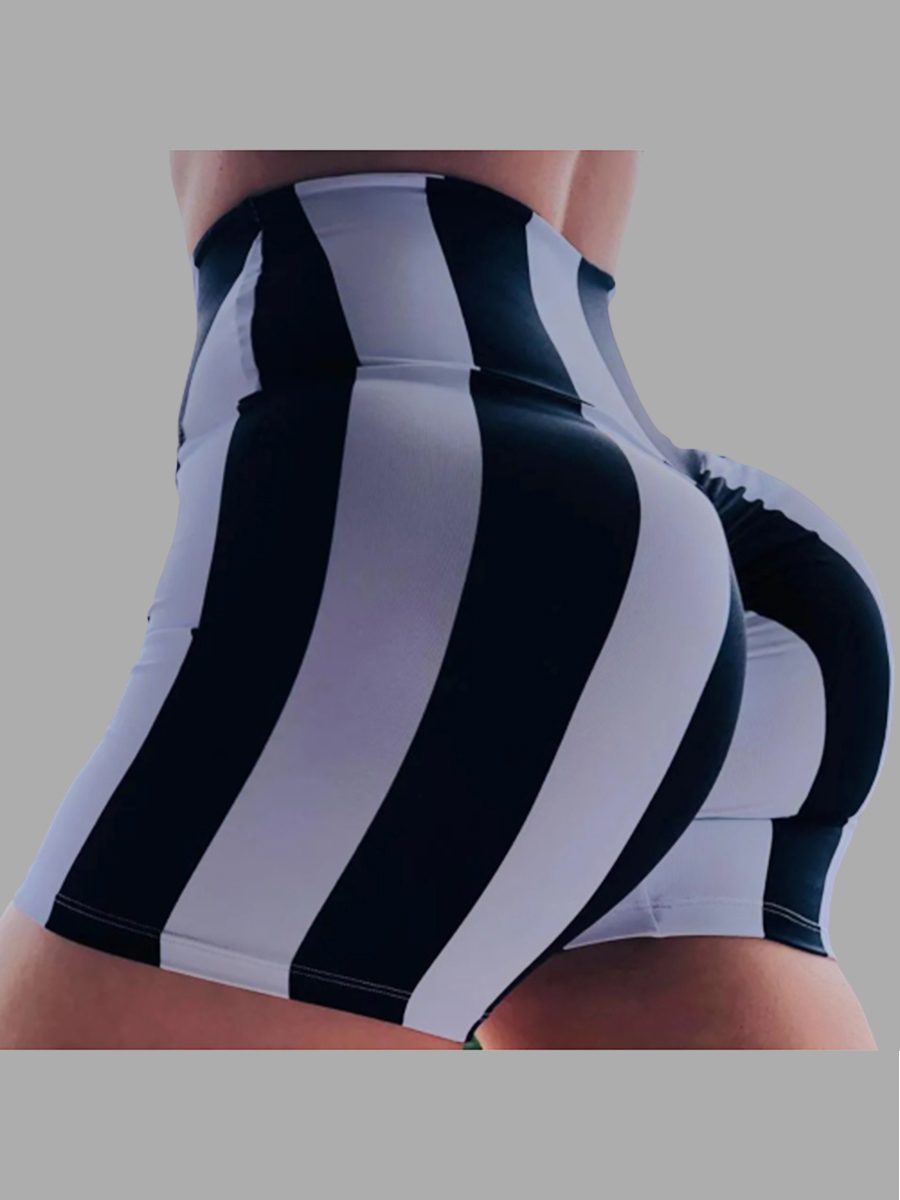 

lovely Sportswear Striped Black Plus Size Shorts, Black stripe